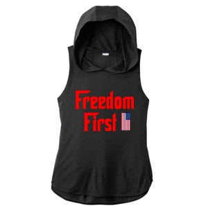 Freedom First Patriotic America First Liberty Constitution Gift Ladies PosiCharge Tri-Blend Wicking Draft Hoodie Tank