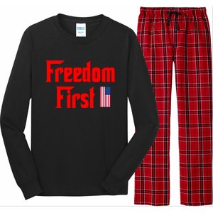 Freedom First Patriotic America First Liberty Constitution Gift Long Sleeve Pajama Set