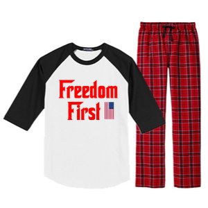 Freedom First Patriotic America First Liberty Constitution Gift Raglan Sleeve Pajama Set