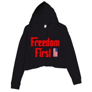 Freedom First Patriotic America First Liberty Constitution Gift Crop Fleece Hoodie