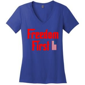 Freedom First Patriotic America First Liberty Constitution Gift Women's V-Neck T-Shirt