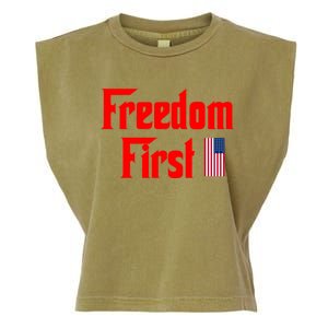 Freedom First Patriotic America First Liberty Constitution Gift Garment-Dyed Women's Muscle Tee