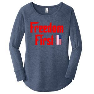 Freedom First Patriotic America First Liberty Constitution Gift Women's Perfect Tri Tunic Long Sleeve Shirt