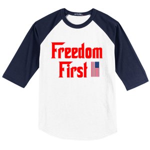 Freedom First Patriotic America First Liberty Constitution Gift Baseball Sleeve Shirt