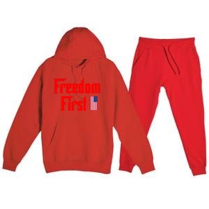 Freedom First Patriotic America First Liberty Constitution Gift Premium Hooded Sweatsuit Set