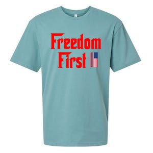 Freedom First Patriotic America First Liberty Constitution Gift Sueded Cloud Jersey T-Shirt