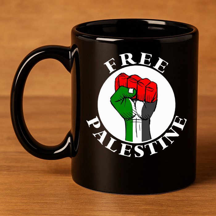 freepalestine free palestine 11oz C Handle Ceramic Mug