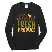 Farm Fresh Produce Funny Retro Vintage Farming Farmer Tall Long Sleeve T-Shirt