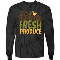 Farm Fresh Produce Funny Retro Vintage Farming Farmer Tie-Dye Long Sleeve Shirt