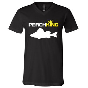 Funny Fishermen Perch King Perch Fly Fishing V-Neck T-Shirt