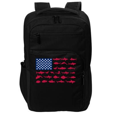 Funny Fishing Proud To Be American Gift Impact Tech Backpack