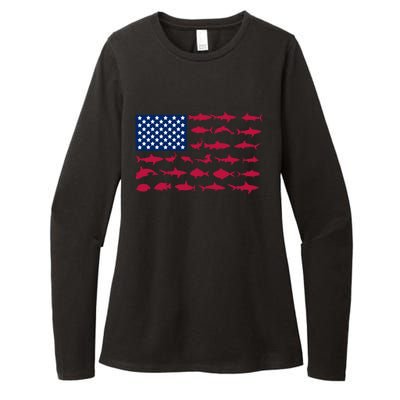 Funny Fishing Proud To Be American Gift Womens CVC Long Sleeve Shirt