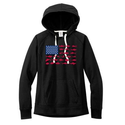 Funny Fishing Proud To Be American Gift Women's Fleece Hoodie