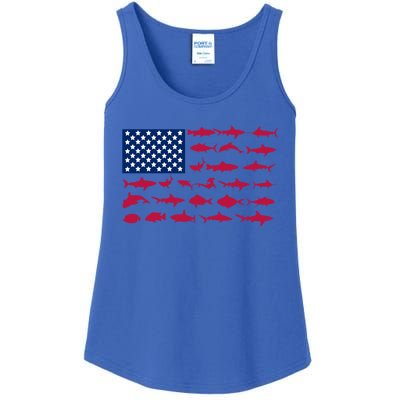 Funny Fishing Proud To Be American Gift Ladies Essential Tank