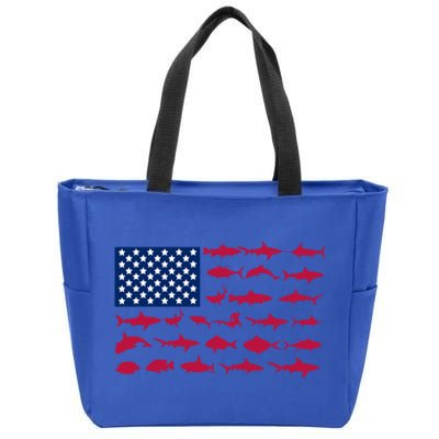 Funny Fishing Proud To Be American Gift Zip Tote Bag