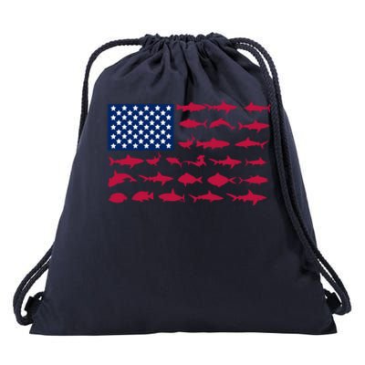 Funny Fishing Proud To Be American Gift Drawstring Bag