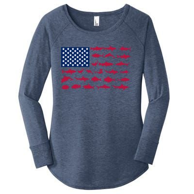 Funny Fishing Proud To Be American Gift Women's Perfect Tri Tunic Long Sleeve Shirt