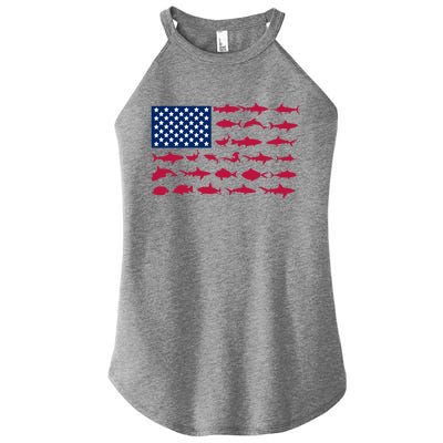 Funny Fishing Proud To Be American Gift Women's Perfect Tri Rocker Tank