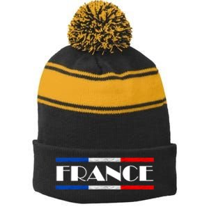 France French Pride France Flag French Roots French Flag Stripe Pom Pom Beanie