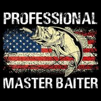 Funny Fishing Professional Master Baiter Retro American Flag Cooling Performance Crew T-Shirt
