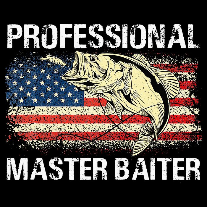 Funny Fishing Professional Master Baiter Retro American Flag Cooling Performance Crew T-Shirt