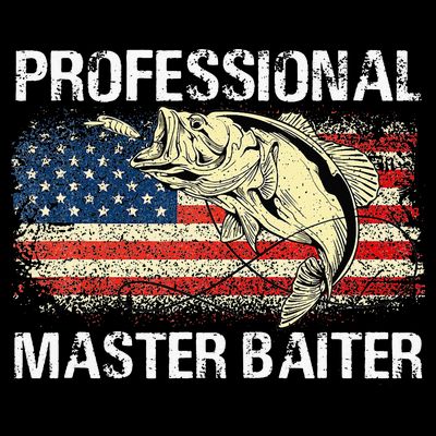 Funny Fishing Professional Master Baiter Retro American Flag T-Shirt