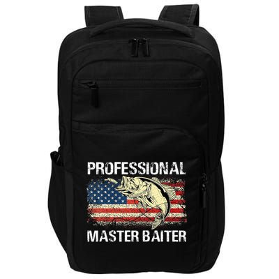 Funny Fishing Professional Master Baiter Retro American Flag Impact Tech Backpack