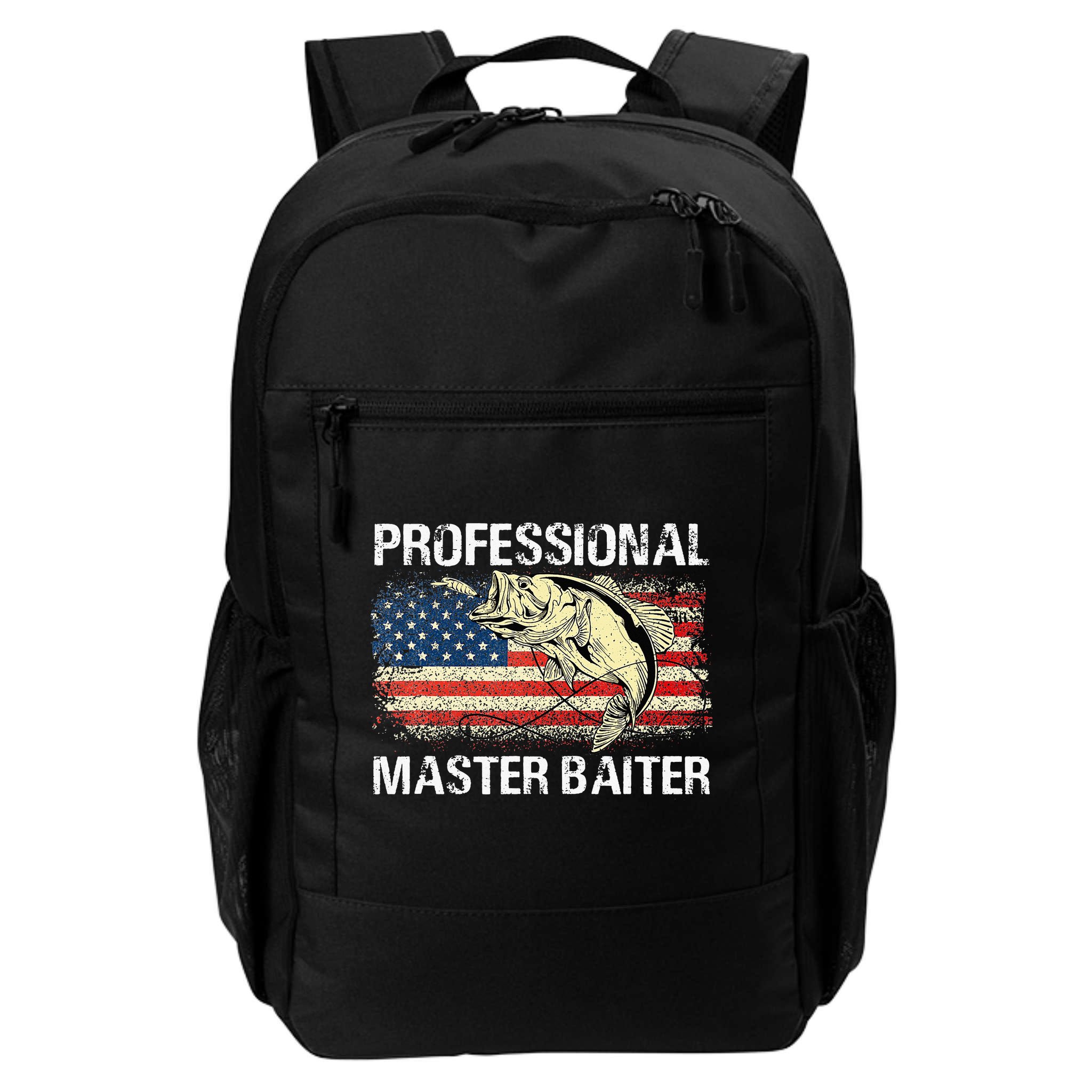 Funny Fishing Professional Master Baiter Retro American Flag Backpack