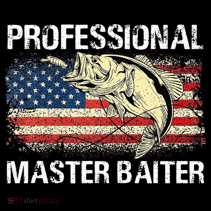 Funny Fishing Professional Master Baiter Retro American Flag Kids T-Shirt