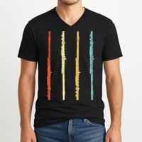 Funny Flute Player Flutist Retro V-Neck T-Shirt