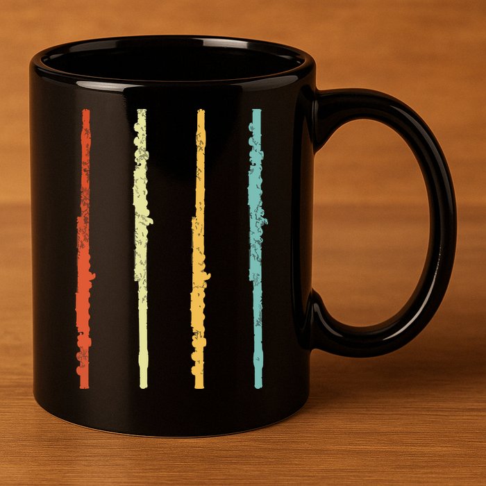 Funny Flute Player Flutist Retro 11oz C Handle Ceramic Mug