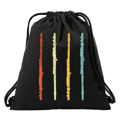 Funny Flute Player Flutist Retro Drawstring Bag