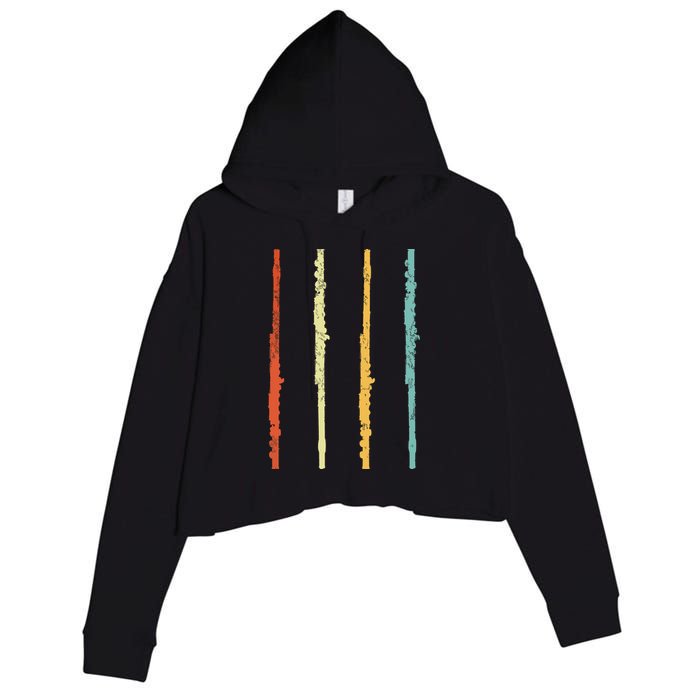 Funny Flute Player Flutist Retro Crop Fleece Hoodie