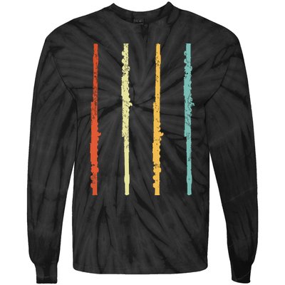 Funny Flute Player Flutist Retro Tie-Dye Long Sleeve Shirt