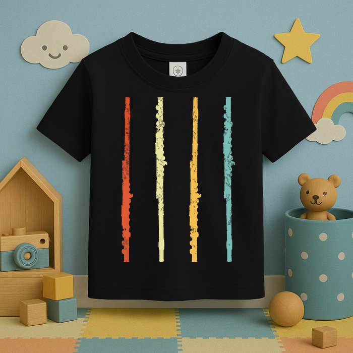 Funny Flute Player Flutist Retro Toddler T-Shirt