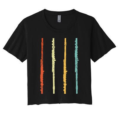 Funny Flute Player Flutist Retro Crop Top