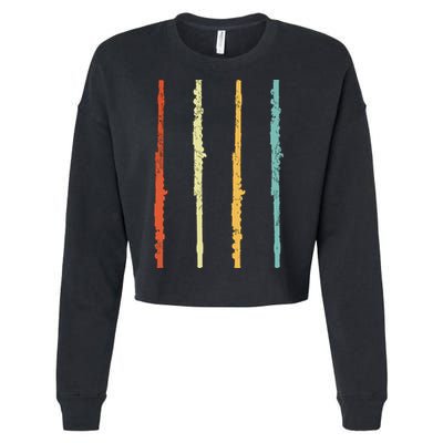 Funny Flute Player Flutist Retro Cropped Pullover Crew