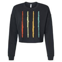 Funny Flute Player Flutist Retro Cropped Pullover Crew