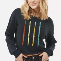 Funny Flute Player Flutist Retro Cropped Pullover Crew