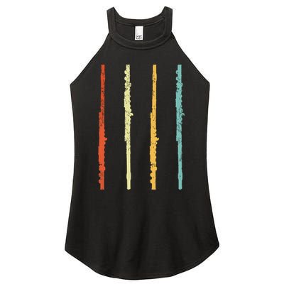 Funny Flute Player Flutist Retro Women's Perfect Tri Rocker Tank