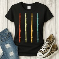 Funny Flute Player Flutist Retro Womens T-Shirt