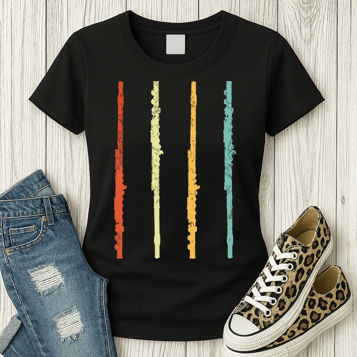Funny Flute Player Flutist Retro Womens T-Shirt