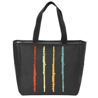Funny Flute Player Flutist Retro Zip Tote Bag