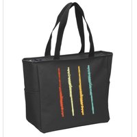 Funny Flute Player Flutist Retro Zip Tote Bag
