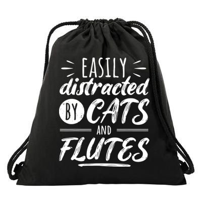 Funny Flute Player Saying Cat Owner I Cats And Flutes Drawstring Bag