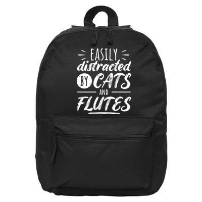 Funny Flute Player Saying Cat Owner I Cats And Flutes 16 in Basic Backpack