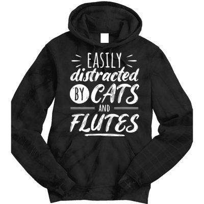 Funny Flute Player Saying Cat Owner I Cats And Flutes Tie Dye Hoodie