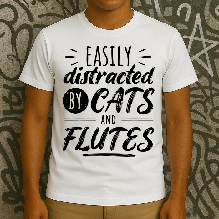 Funny Flute Player Saying Cat Owner I Cats And Flutes T-Shirt