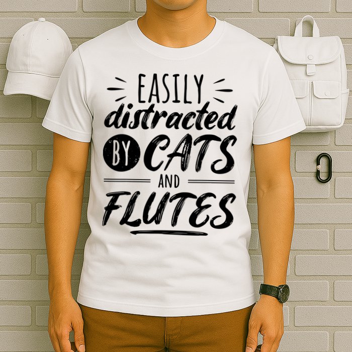 Funny Flute Player Saying Cat Owner I Cats And Flutes T-Shirt