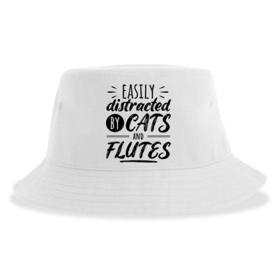 Funny Flute Player Saying Cat Owner I Cats And Flutes Sustainable Bucket Hat